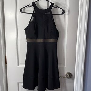 Black high neck dress with mesh detailing